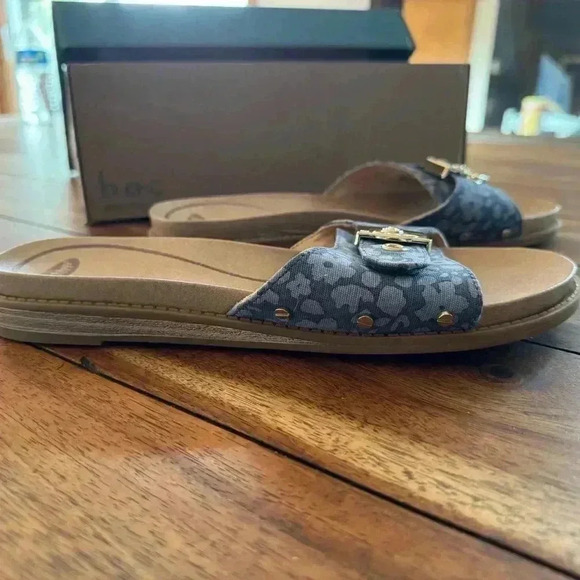 Dr Scholl’s blue flower Sz 7 flip flop sandals slides - Picture 4 of 5